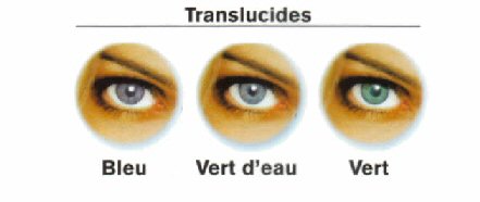 3 couleurs des lentilles acuvue 2 coulors trannlucides