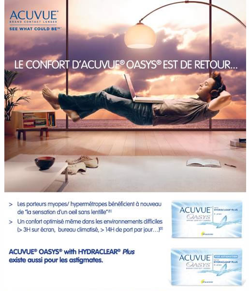 lentilles acuvue oasys avec hyraclear plus par boite de 6 du laboratoire johnson 